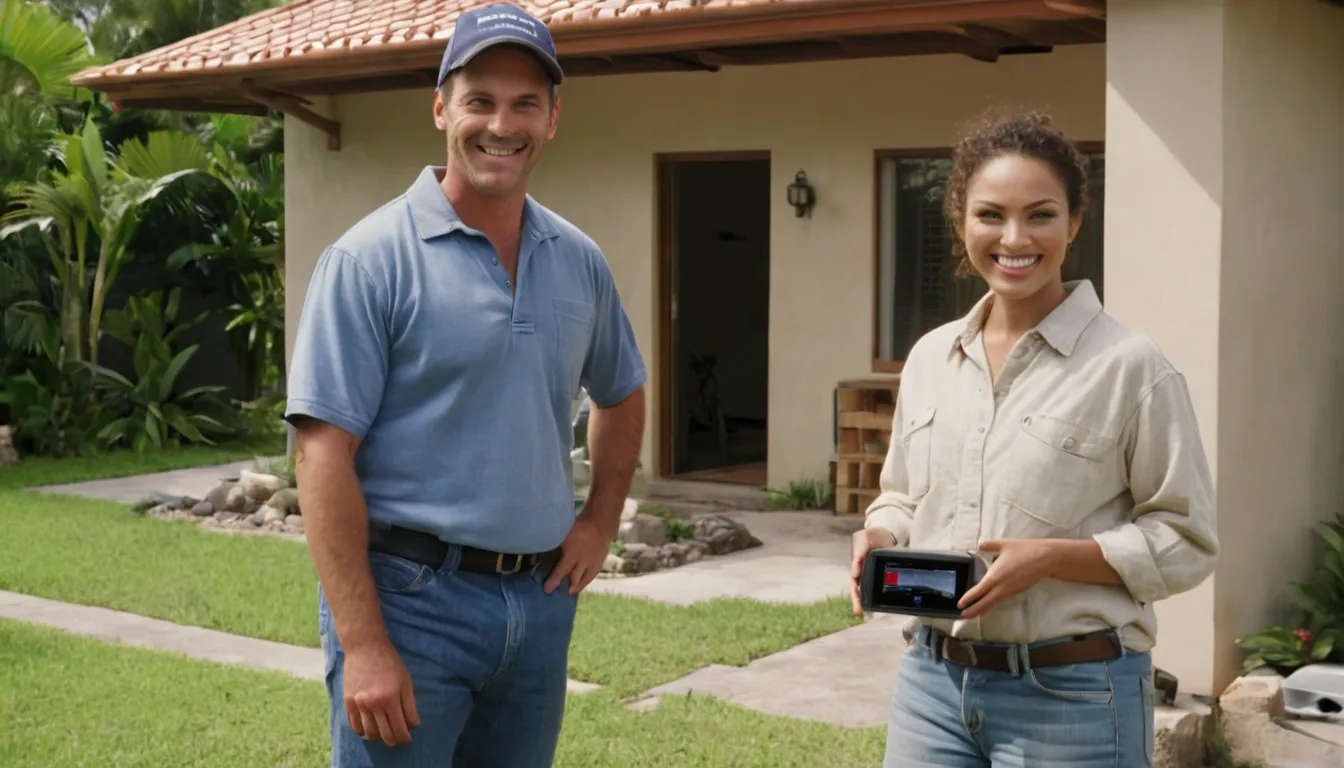 A service provider reviewing a sewer line camera inspection with a homeowner in the Weston area